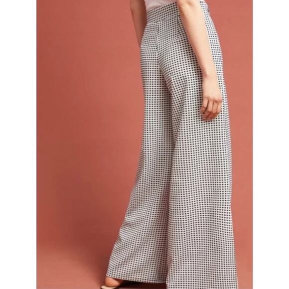 Anthropologie Maeve Charlemagne Gingham print Wide Leg pants - Picture 3 of 4